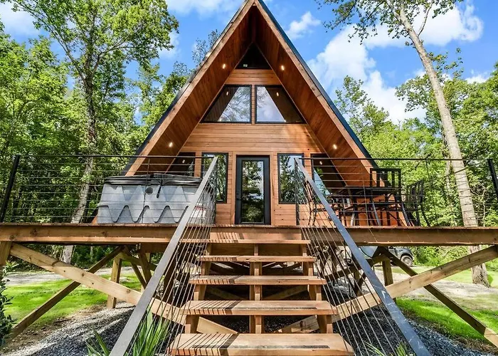 Modern A-Frame Cabin By Rip Van Winkle With Hot Tub